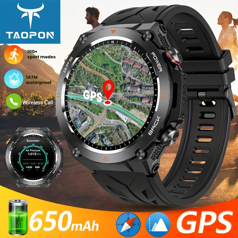 650mAh Smart Watch for Men and Women, GPS Function, Wireless Calling Answering/Dialing Smart Watch,, Altitude, Barometer, Compass Function, AI Voice, 100+ Sports Modes Outdoor Fitness Watch, Calculator Function Watch Suitable