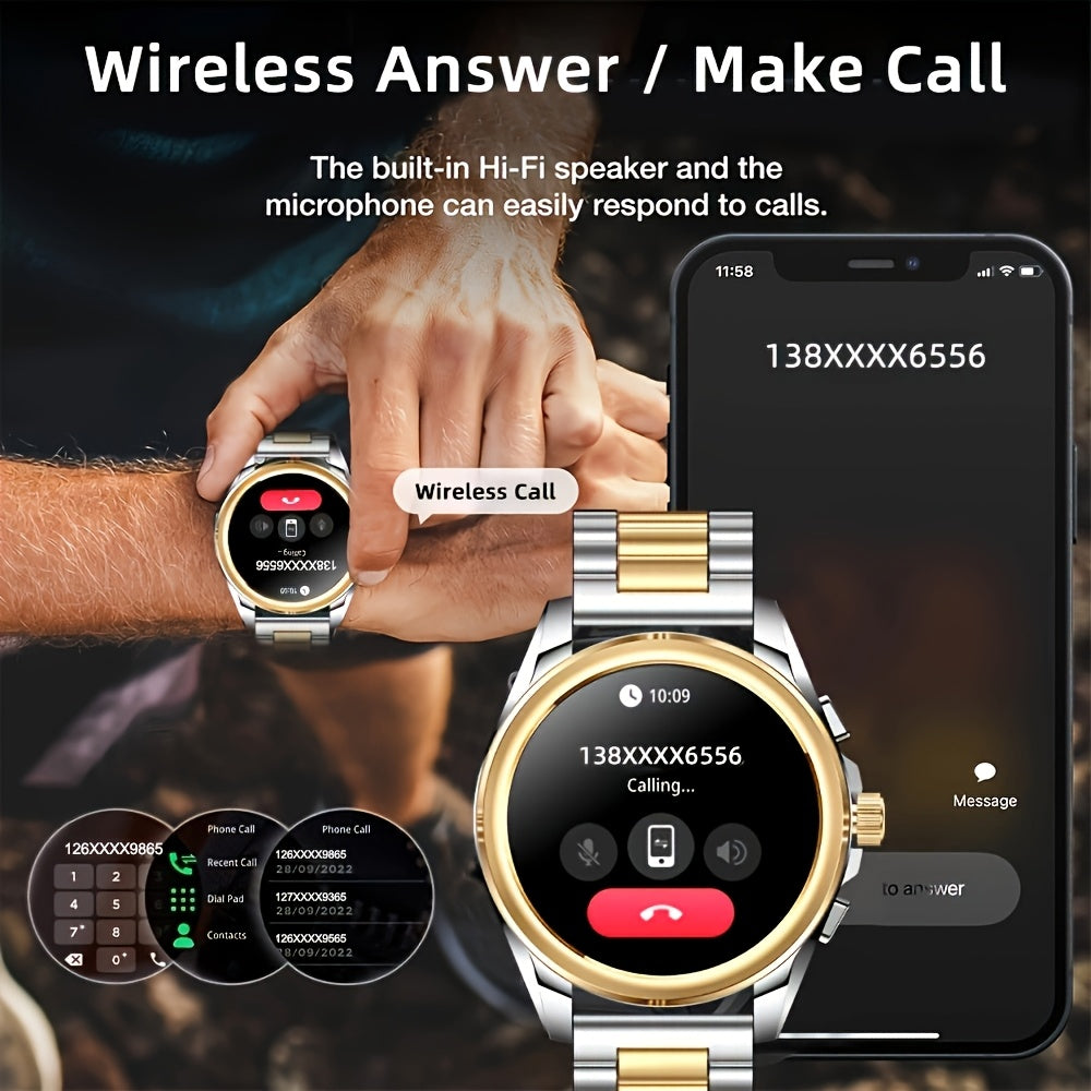 SENBONO New Amoled Smart Watch Men with Wireless Make Call, Answer/Reject Call, HD AMOLED Alway On Display Screen, Steps, Calories, Distance Fitness Tracker, Alarm, Timer, 100+ Sport Modes Smartwatch for Men, Gift for Men