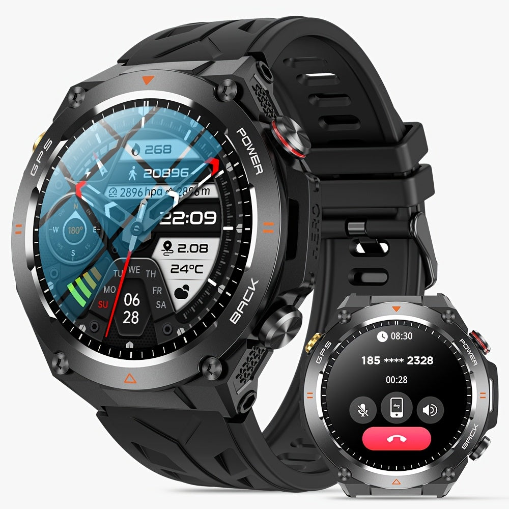 650mAh Smart Watch for Men and Women, GPS Function, Wireless Calling Answering/Dialing Smart Watch,, Altitude, Barometer, Compass Function, AI Voice, 100+ Sports Modes Outdoor Fitness Watch, Calculator Function Watch Suitable