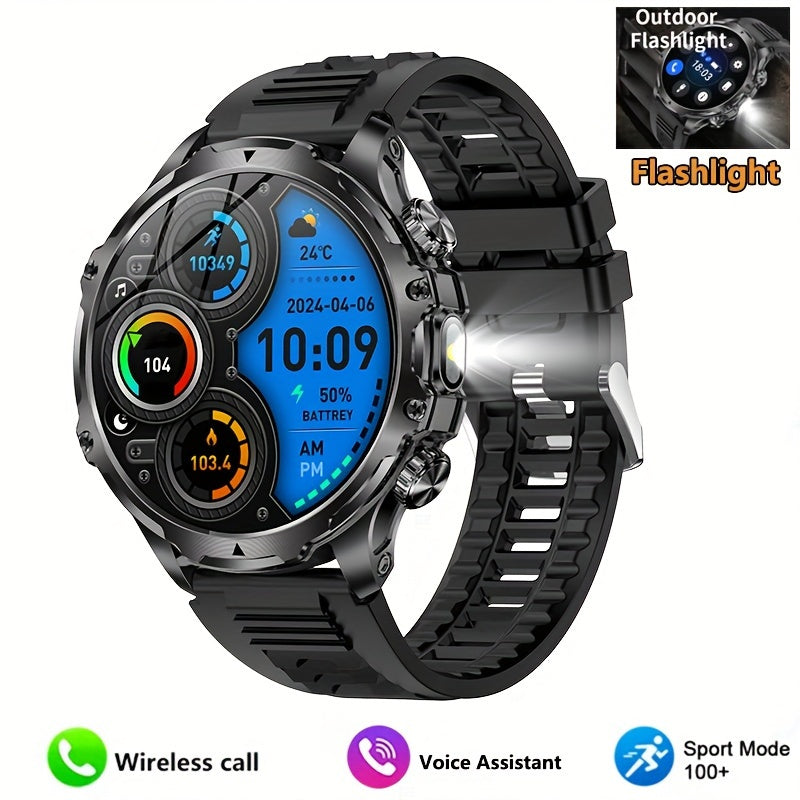 Paearofero Men'S Smart Watch, 1.85-inch HD Display, 100+ Sports Modes, & GPS Tracker, Wireless Calling, World-Time, Date Function, Zinc Alloy Case, USB Rechargeable, Compatible with iPhone & Android, Ideal for Outdoor Activit