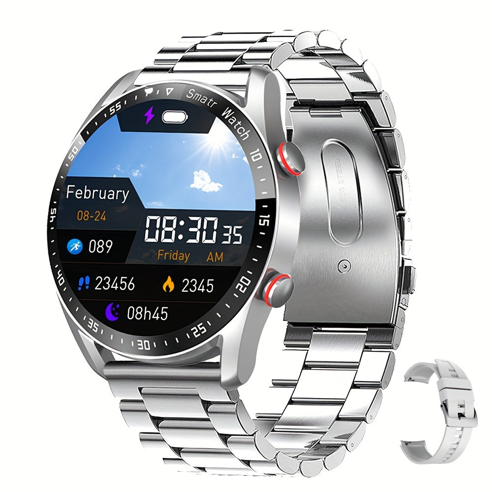 ChiBear Men's IP67 Smartwatch with Wireless Calls, & Step Monitoring, Calorie Counter, Sleep Tracker, Multiple Sport Modes, Wireless 4.0, Silicone Strap for iPhone/Android, Wireless Communication | Sporty Smartwatch | Robust