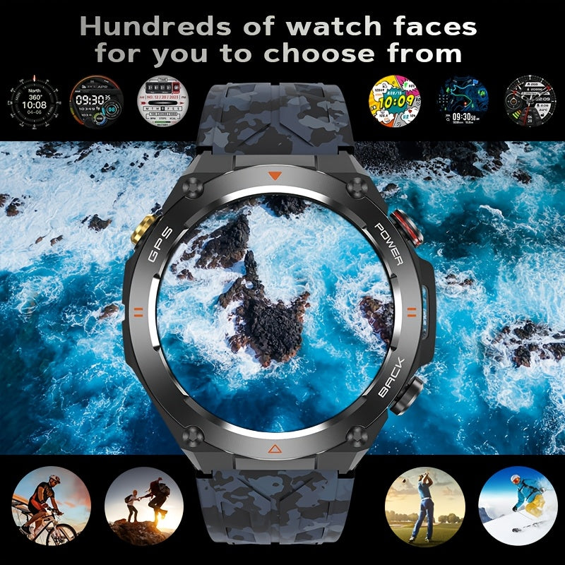 650mAh Smart Watch for Men and Women, GPS Function, Wireless Calling Answering/Dialing Smart Watch,, Altitude, Barometer, Compass Function, AI Voice, 100+ Sports Modes Outdoor Fitness Watch, Calculator Function Watch Suitable