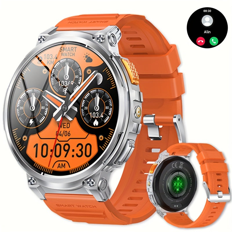 Men's Smartwatch with 4.7cm HD Display - Wireless Calling, Music, Weather Updates & LED Flashlight | 730mAh Battery | Sports Tracker | for iPhone & for Android | Ideal Gift