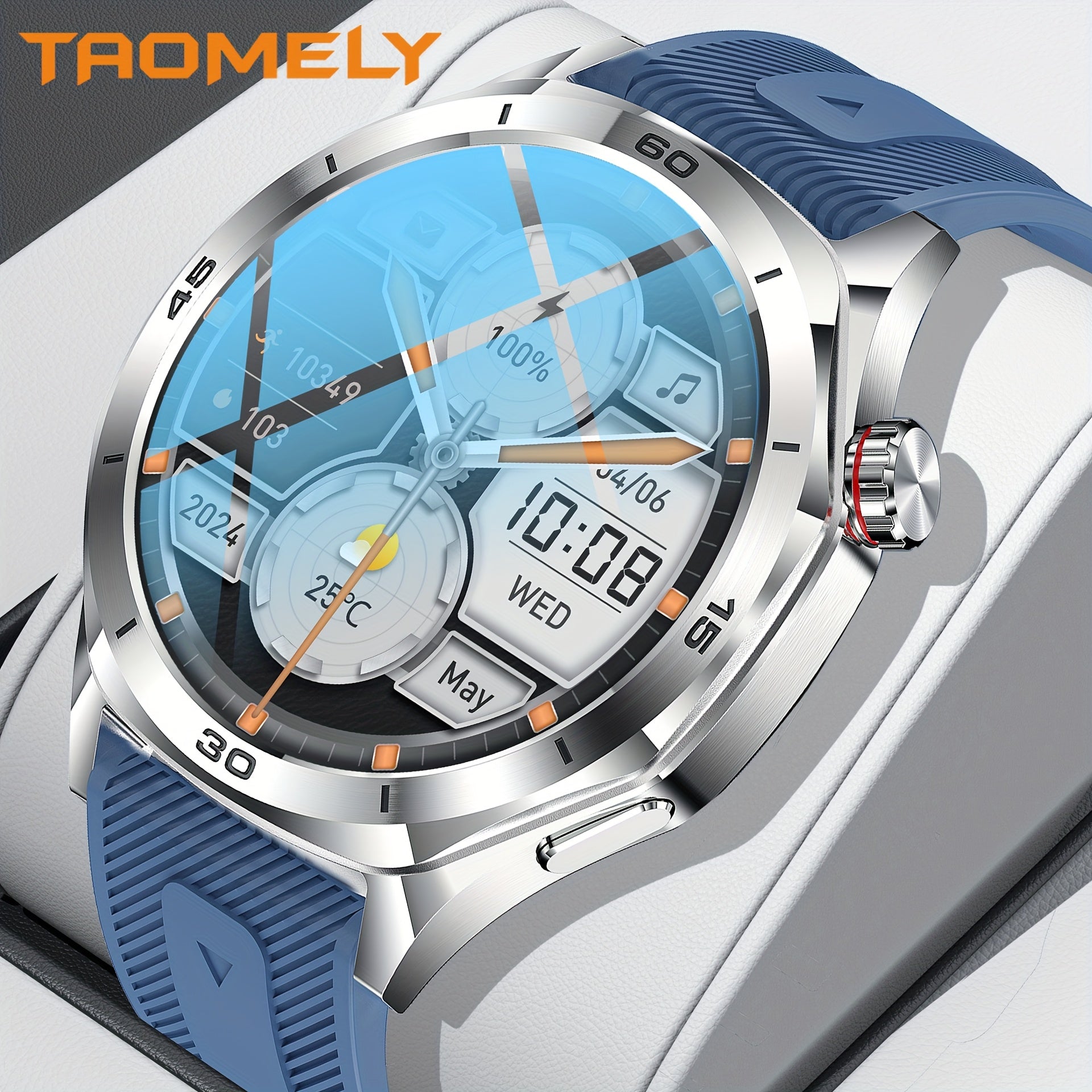 Smart Watch for Men - 1.52-Inch HD Touch Round Smart Watch - 123 Sports Mode Smart Bracelet - Sports Tracker Monitor - Wireless Call And Response - for Iphone/Androi