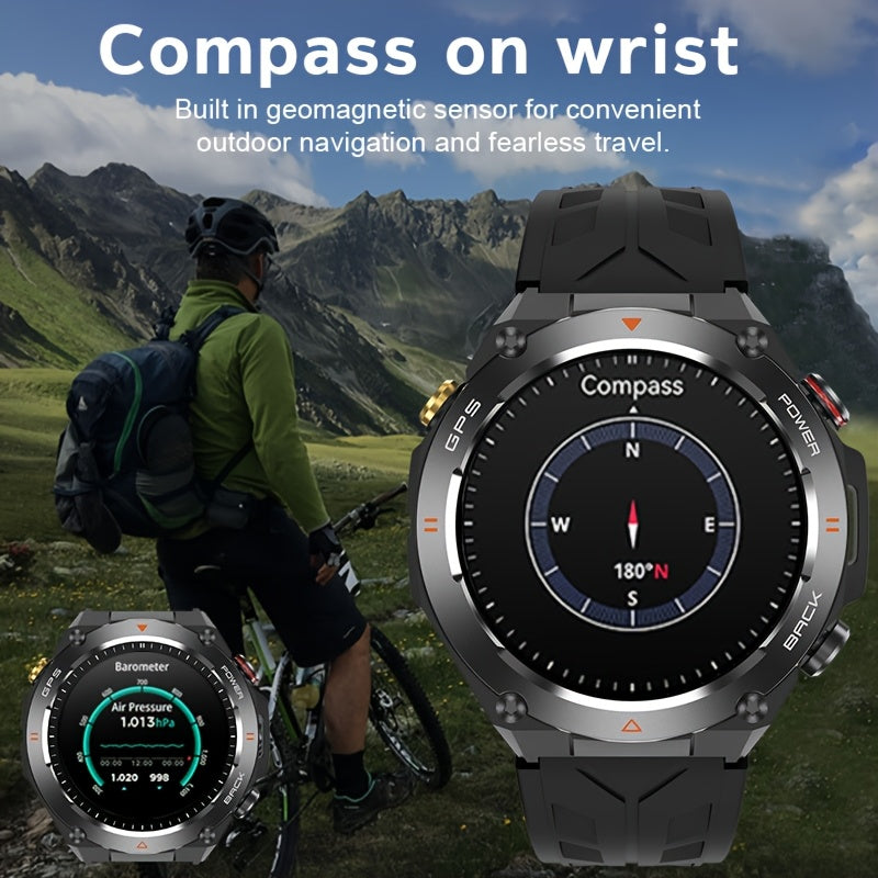 650mAh Smart Watch for Men and Women, GPS Function, Wireless Calling Answering/Dialing Smart Watch,, Altitude, Barometer, Compass Function, AI Voice, 100+ Sports Modes Outdoor Fitness Watch, Calculator Function Watch Suitable