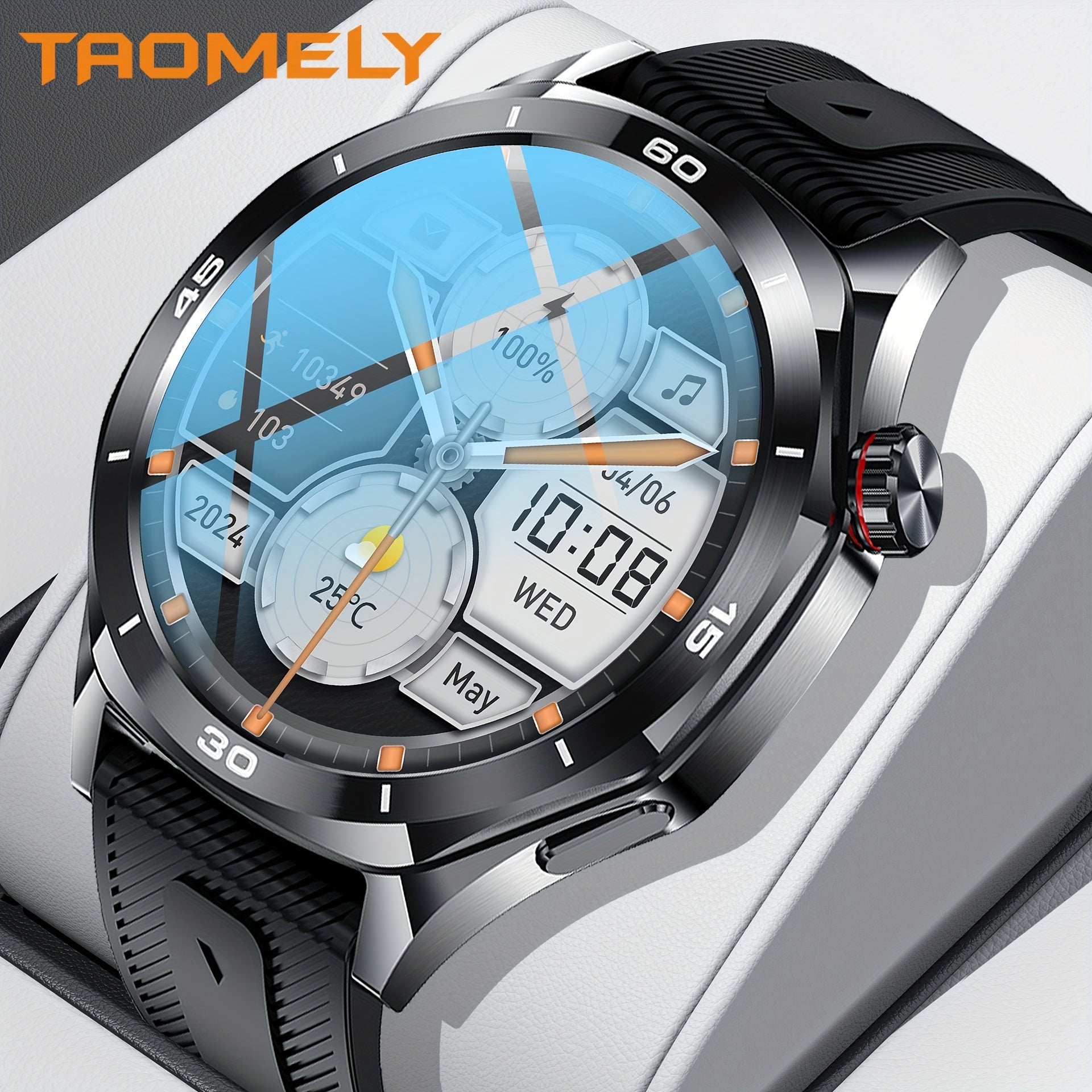 Smart Watch for Men - 1.52-Inch HD Touch Round Smart Watch - 123 Sports Mode Smart Bracelet - Sports Tracker Monitor - Wireless Call And Response - for Iphone/Androi