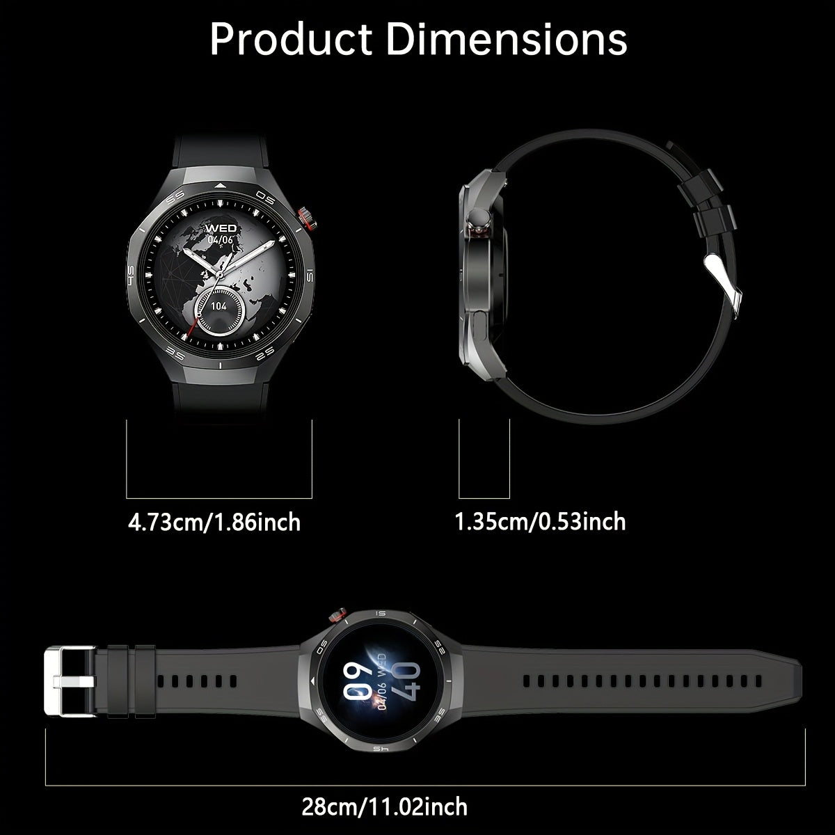 ChiBear Watch 5 Pro Smartwatch | 1.53-inch HD TFT Display | Wireless 5.3 | AI Voice Assistant | Multiple Sports Modes | Wireless Calling & Notifications | USB Rechargeable Lithium Polymer Battery | Silicone Strap | Weather |