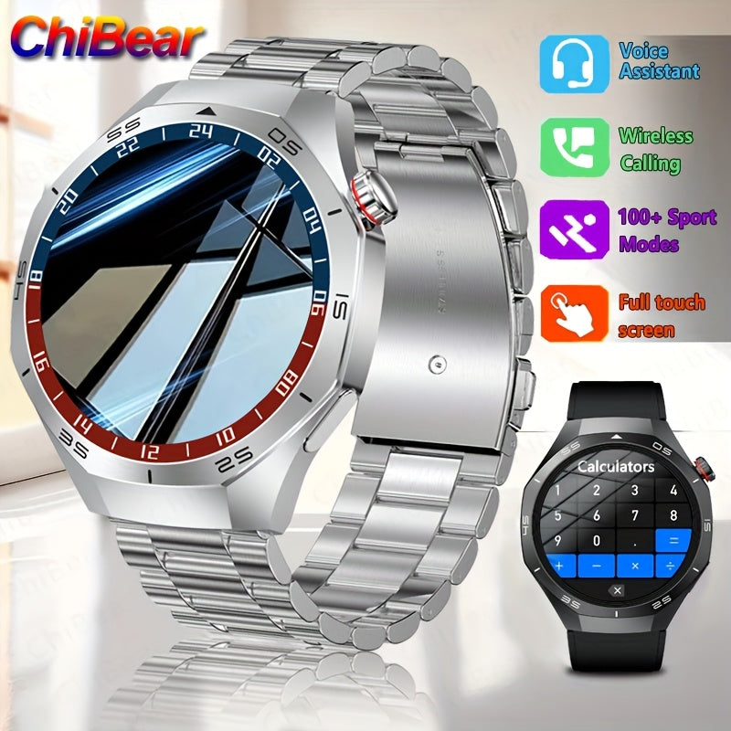 ChiBear Watch 5 Pro Smartwatch | 1.53-inch HD TFT Display | Wireless 5.3 | AI Voice Assistant | Multiple Sports Modes | Wireless Calling & Notifications | USB Rechargeable Lithium Polymer Battery | Silicone Strap | Weather |