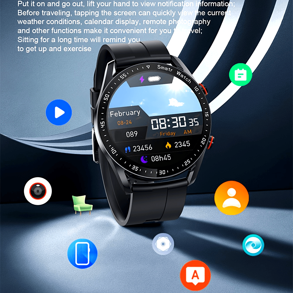 ChiBear Men's IP67 Smartwatch with Wireless Calls, & Step Monitoring, Calorie Counter, Sleep Tracker, Multiple Sport Modes, Wireless 4.0, Silicone Strap for iPhone/Android, Wireless Communication | Sporty Smartwatch | Robust