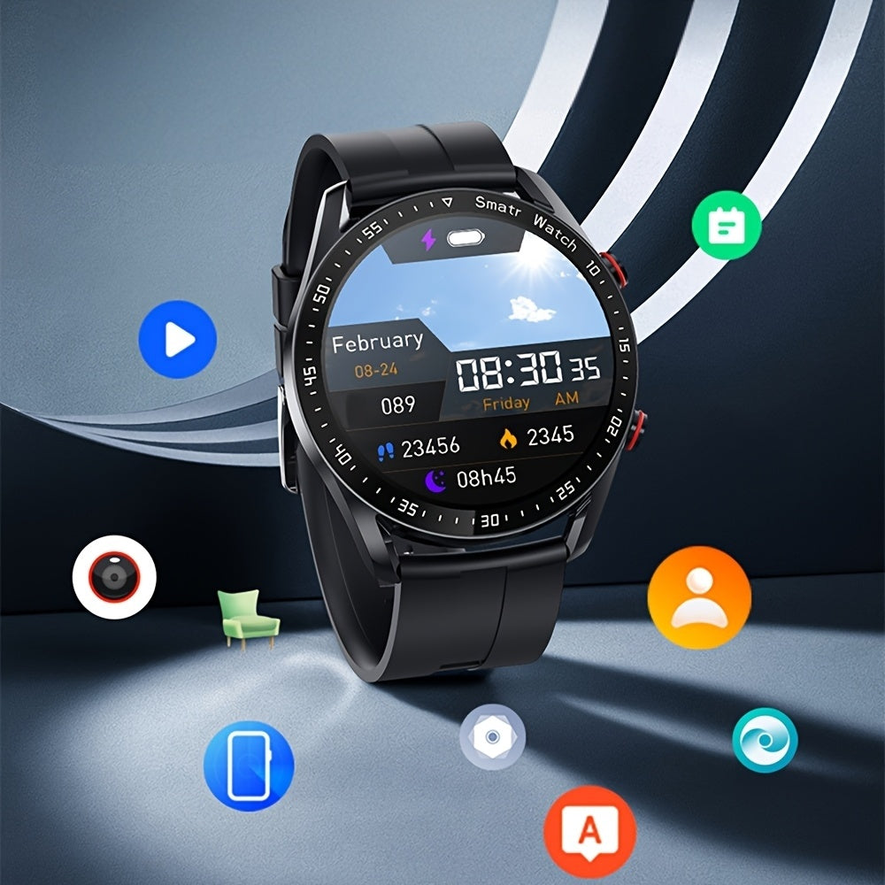 ChiBear Men's IP67 Smartwatch with Wireless Calls, & Step Monitoring, Calorie Counter, Sleep Tracker, Multiple Sport Modes, Wireless 4.0, Silicone Strap for iPhone/Android, Wireless Communication | Sporty Smartwatch | Robust