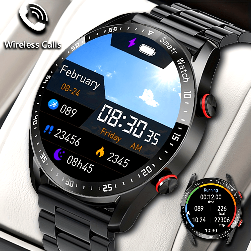 ChiBear Men's IP67 Smartwatch with Wireless Calls, & Step Monitoring, Calorie Counter, Sleep Tracker, Multiple Sport Modes, Wireless 4.0, Silicone Strap for iPhone/Android, Wireless Communication | Sporty Smartwatch | Robust