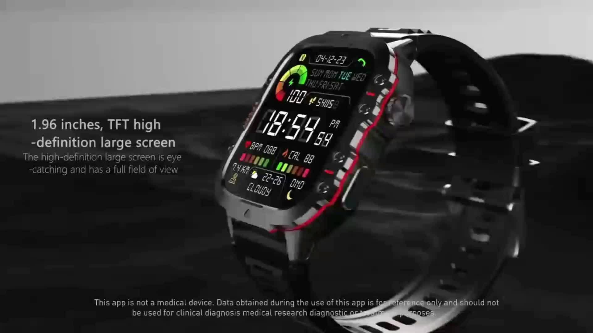 1pc LIGE Men'S Smart Watch with Voice Assistant, Digital Square Dial, Water Resistant, Sports Strap, 100+ Exercise Modes, Rechargeable Battery, Weather & Flashlight Features, Alarm Clock, Calculator, Zinc Alloy Case, USB/Batt
