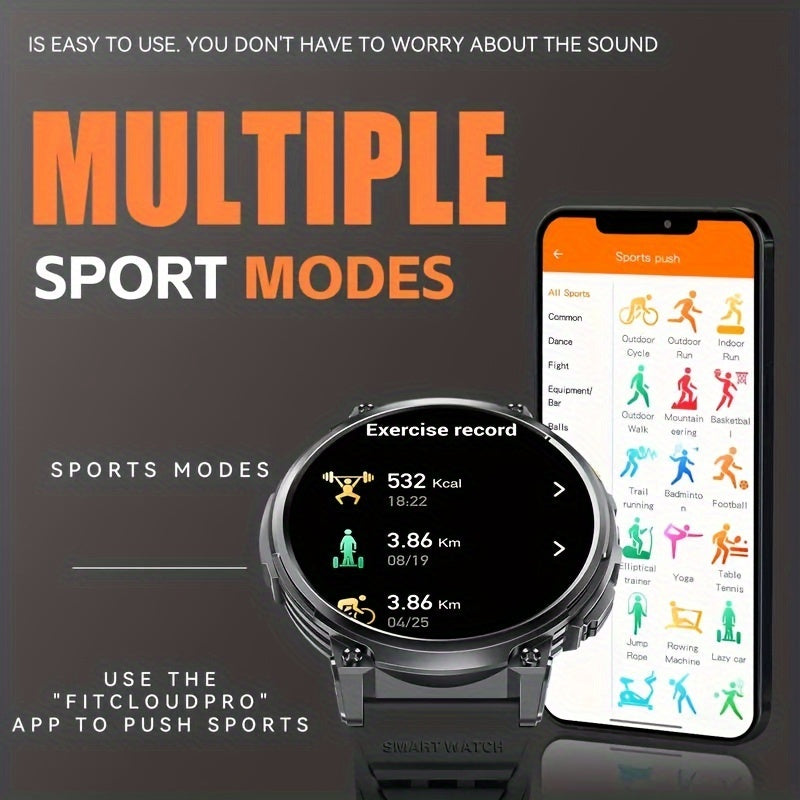 Men's Smartwatch with 4.7cm HD Display - Wireless Calling, Music, Weather Updates & LED Flashlight | 730mAh Battery | Sports Tracker | for iPhone & for Android | Ideal Gift