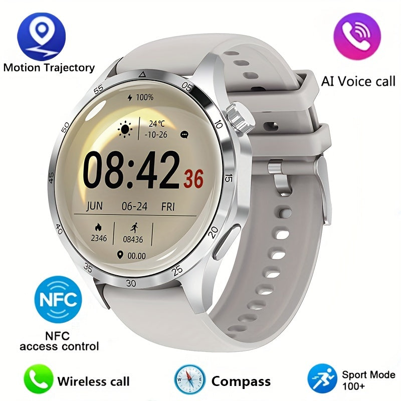 Paearofero Pro+ Smartwatch for Men & Women, 3.89cm AMOLED HD Display, Sports Fitness Tracker, Non-Waterproof, USB Charging, Rechargeable Lithium Polymer Battery, Stopwatch, GPS, NFC, Wireless Calling, Zinc Alloy Case, Stainle