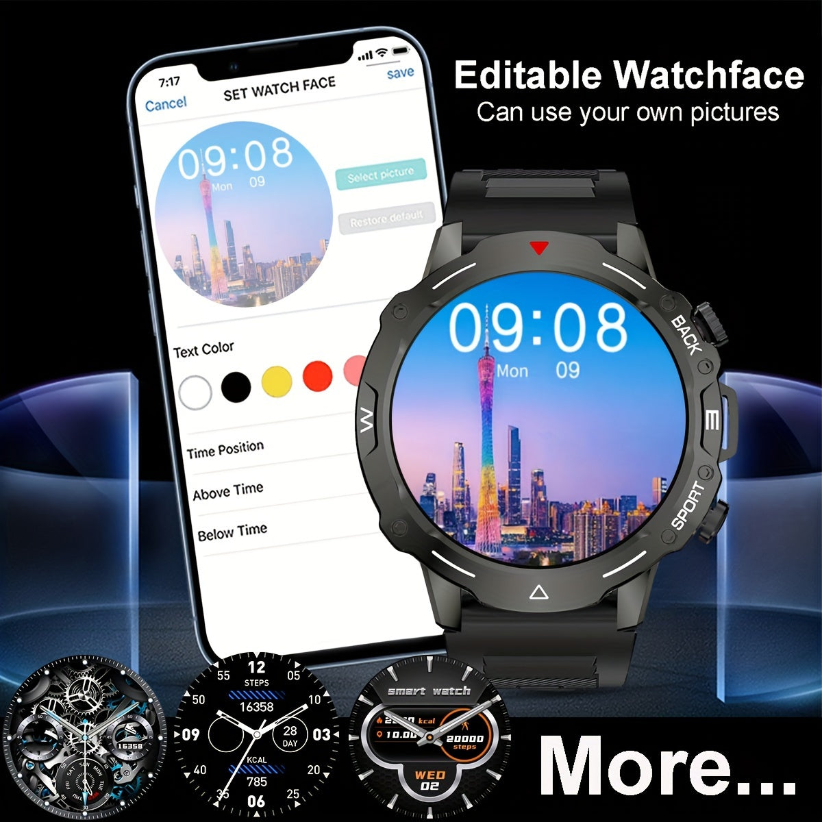 Stylish Men's Smartwatch with Voice Call, Multiple Sports Modes, Pedometer & Fitness Tracker - for iPhone & for Android, Stainless Steel Band