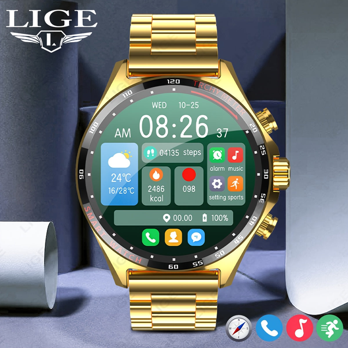 LIGE New Smart Watch Men's Smart Watch 100+ Sports Mode Smart Watch NFC Smart Bracelet Calorie Step Tracking Smart Watch Men's Smart Watch