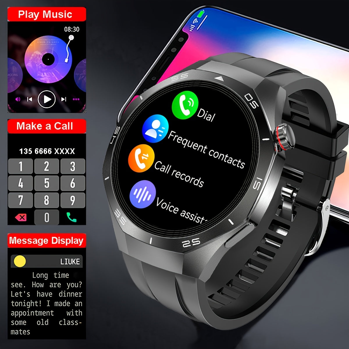ChiBear Watch 5 Pro Smartwatch | 1.53-inch HD TFT Display | Wireless 5.3 | AI Voice Assistant | Multiple Sports Modes | Wireless Calling & Notifications | USB Rechargeable Lithium Polymer Battery | Silicone Strap | Weather |