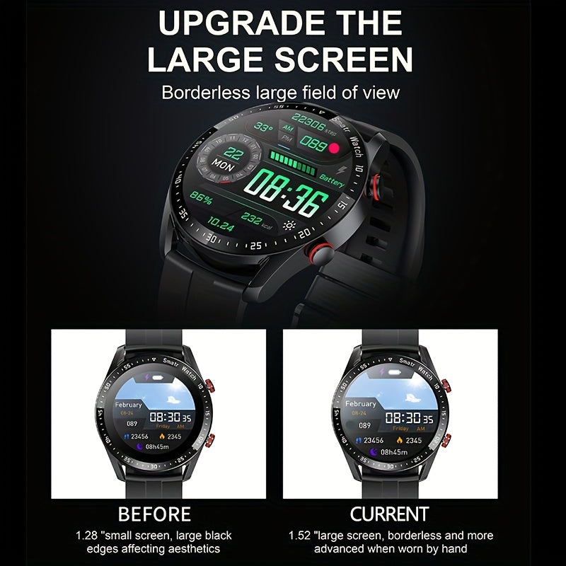 ChiBear Men's IP67 Smartwatch with Wireless Calls, & Step Monitoring, Calorie Counter, Sleep Tracker, Multiple Sport Modes, Wireless 4.0, Silicone Strap for iPhone/Android, Wireless Communication | Sporty Smartwatch | Robust