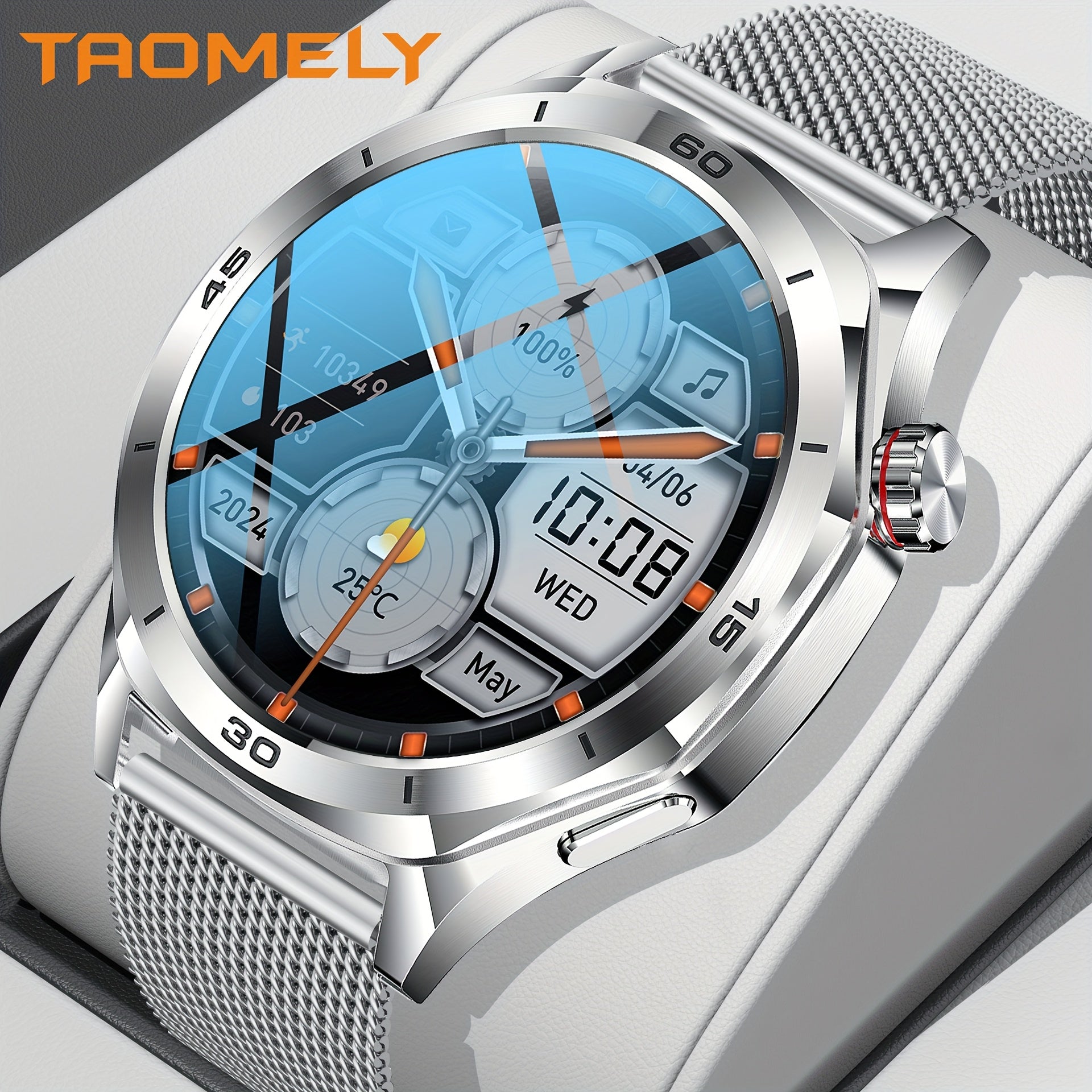 Smart Watch for Men - 1.52-Inch HD Touch Round Smart Watch - 123 Sports Mode Smart Bracelet - Sports Tracker Monitor - Wireless Call And Response - for Iphone/Androi
